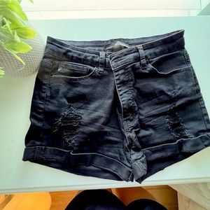 Black distressed jean shorts. Barely worn.